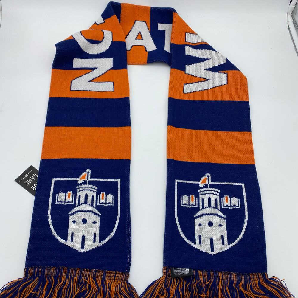 Wheaton College SCARF 65” Double Sided Acrylic Orange/Blue stripes, SOFT Fringe